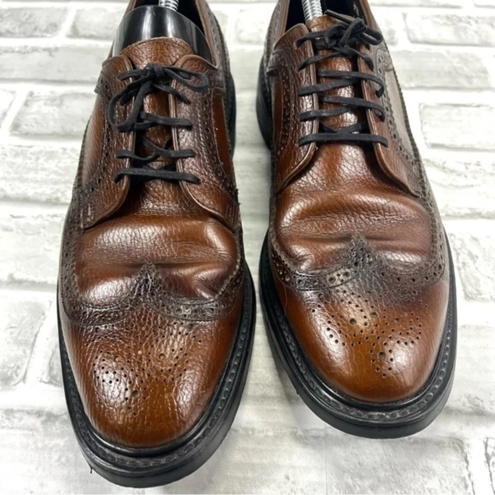 British Walkers Wingtip Dress Shoes Men SZ 9.5 D Brown Leather RARE Vintage